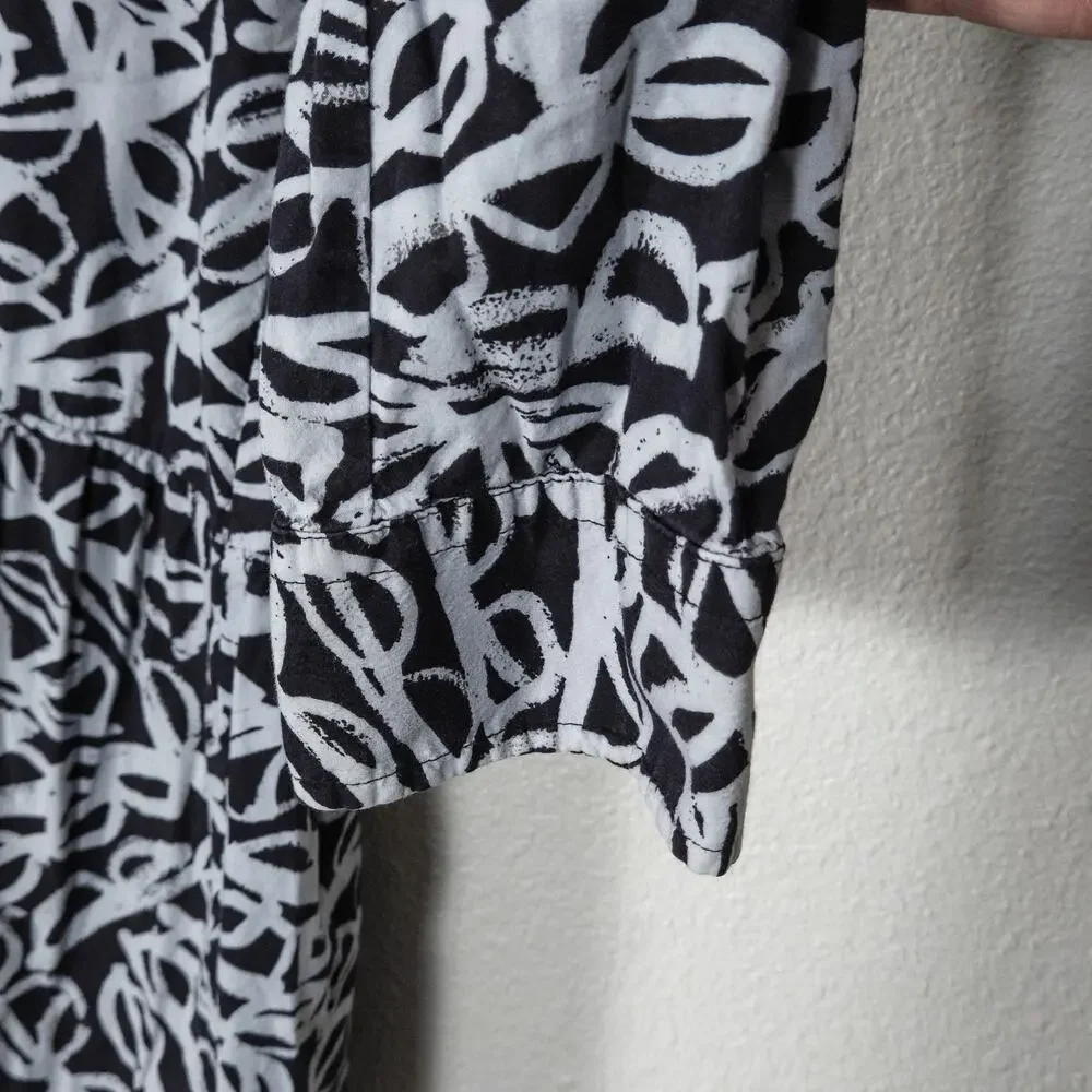 Kate Spade Shirt Dress Black White Print Size S Modernist Editorial Chic